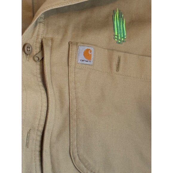 Carhartt Mens Size L Relaxed Fit Short Sleeve Work Shirt  Button Pockets Beige - Picture 2 of 9